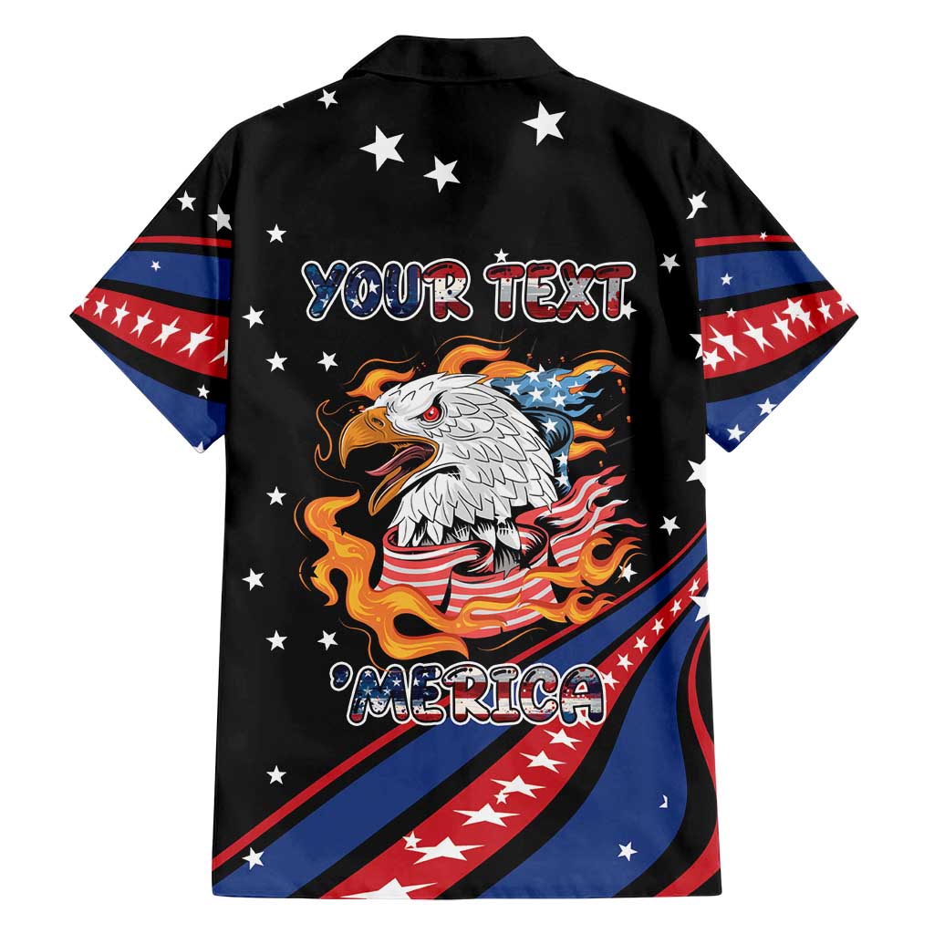 Personalized America History Began 4th of July Family Matching Puletasi and Hawaiian Shirt Fire Bald Eagle US Flag