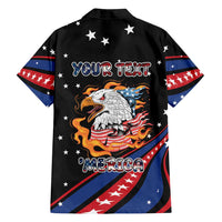 Personalized America History Began 4th of July Family Matching Puletasi and Hawaiian Shirt Fire Bald Eagle US Flag