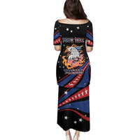 Personalized America History Began 4th of July Family Matching Puletasi and Hawaiian Shirt Fire Bald Eagle US Flag