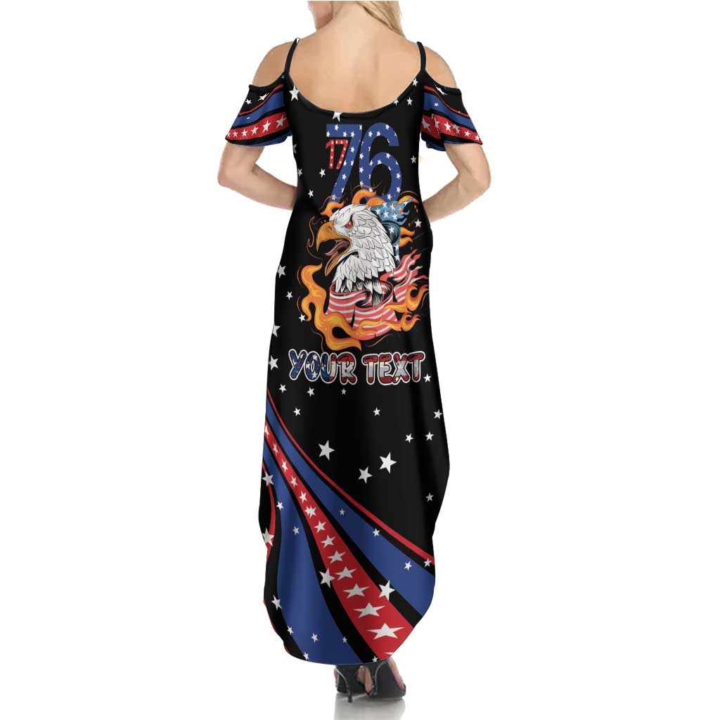 Personalized America History Began 4th of July Family Matching Summer Maxi Dress and Hawaiian Shirt Fire Bald Eagle US Flag
