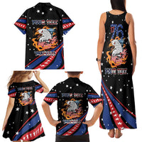 Personalized America History Began 4th of July Family Matching Tank Maxi Dress and Hawaiian Shirt Fire Bald Eagle US Flag