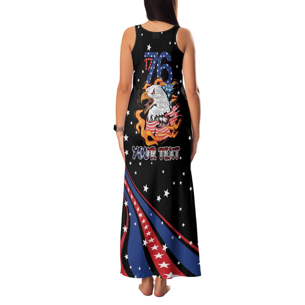Personalized America History Began 4th of July Family Matching Tank Maxi Dress and Hawaiian Shirt Fire Bald Eagle US Flag