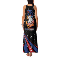 Personalized America History Began 4th of July Family Matching Tank Maxi Dress and Hawaiian Shirt Fire Bald Eagle US Flag