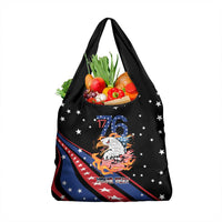 Personalized America History Began 4th of July Grocery Bag Fire Bald Eagle US Flag