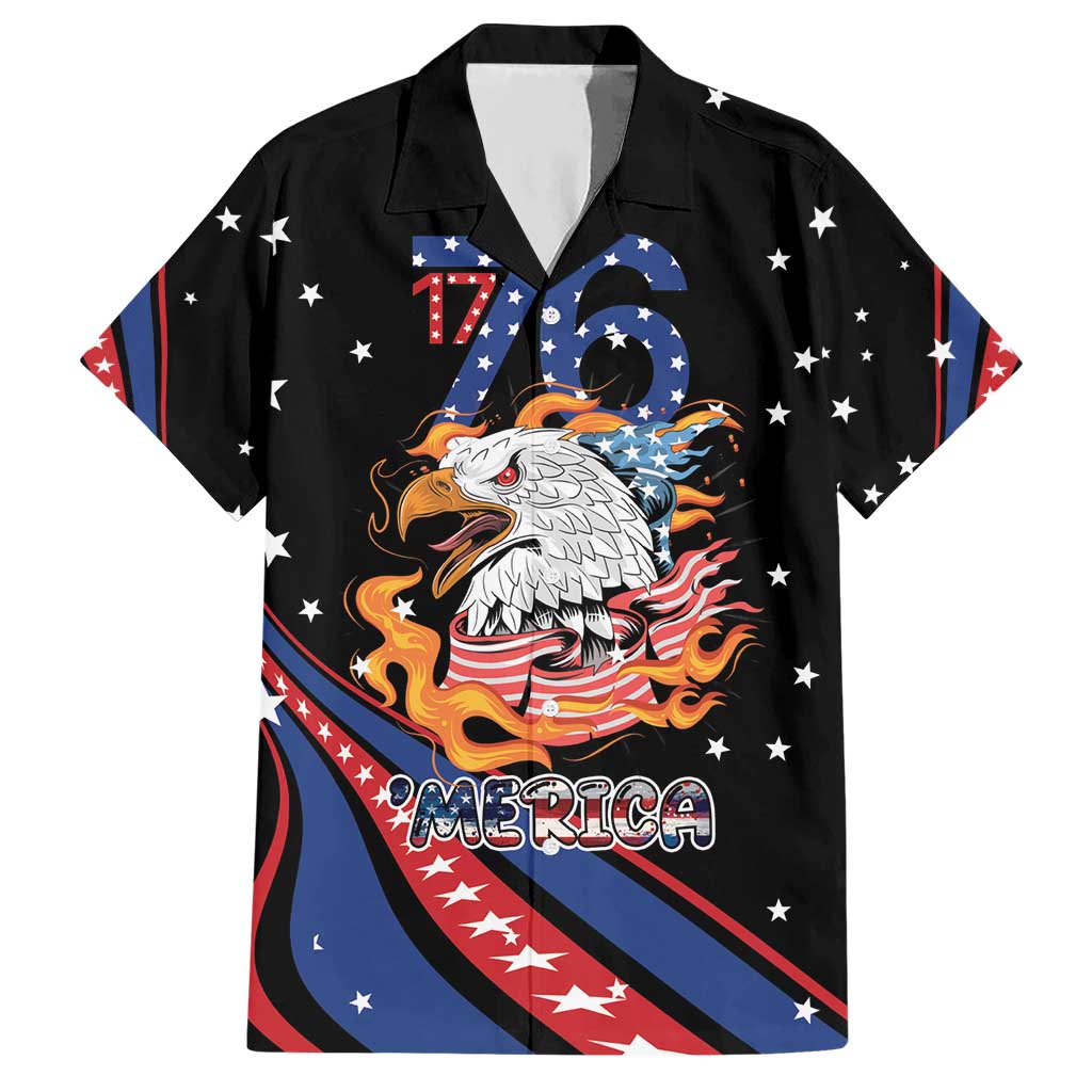 Personalized America History Began 4th of July Hawaiian Shirt Fire Bald Eagle US Flag
