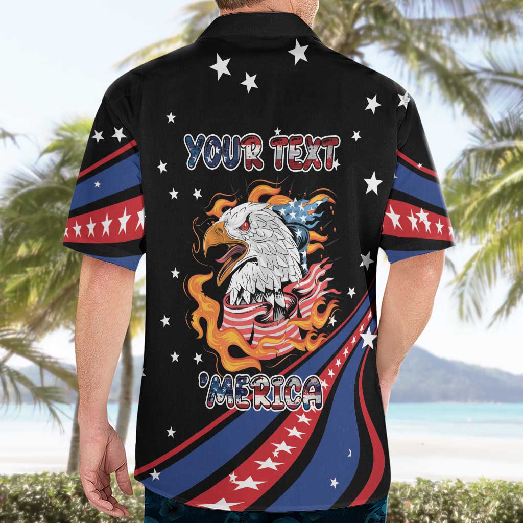 Personalized America History Began 4th of July Hawaiian Shirt Fire Bald Eagle US Flag
