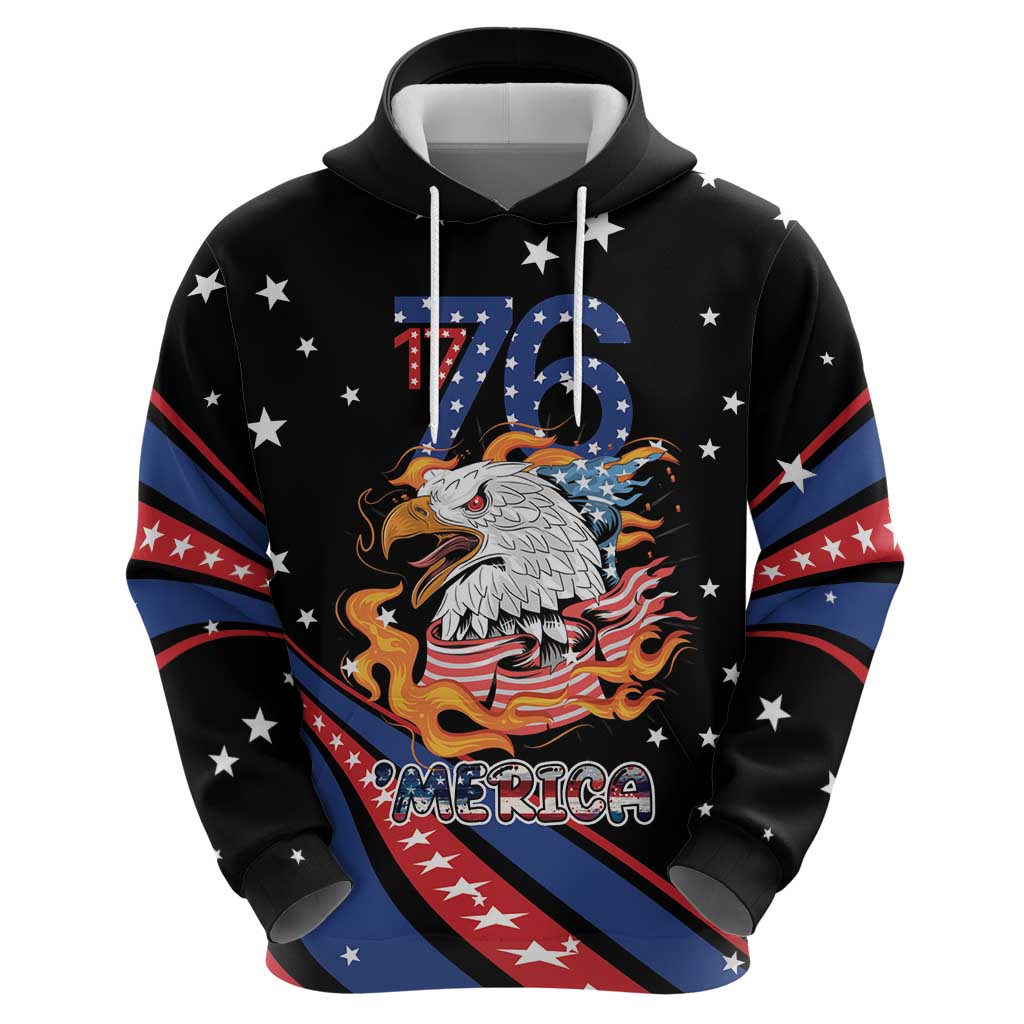 Personalized America History Began 4th of July Hoodie Fire Bald Eagle US Flag