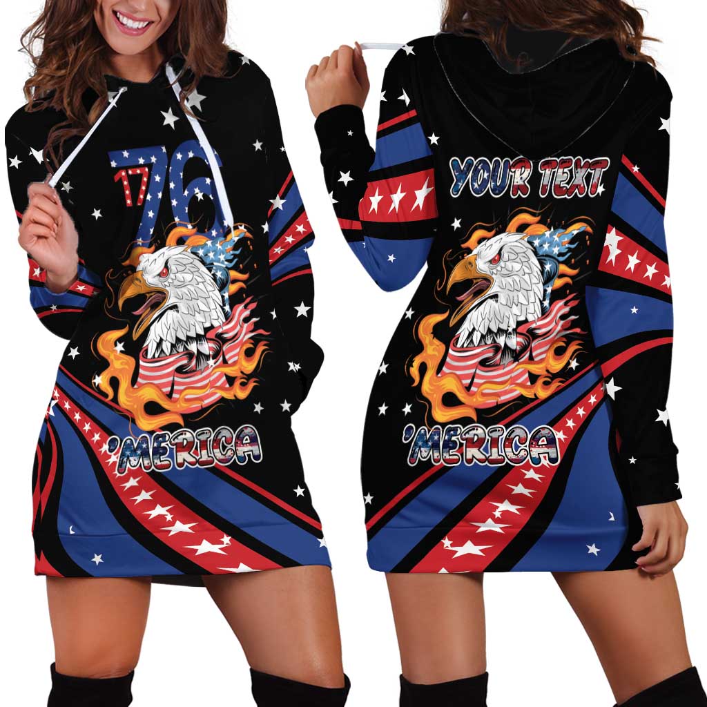 Personalized America History Began 4th of July Hoodie Dress Fire Bald Eagle US Flag