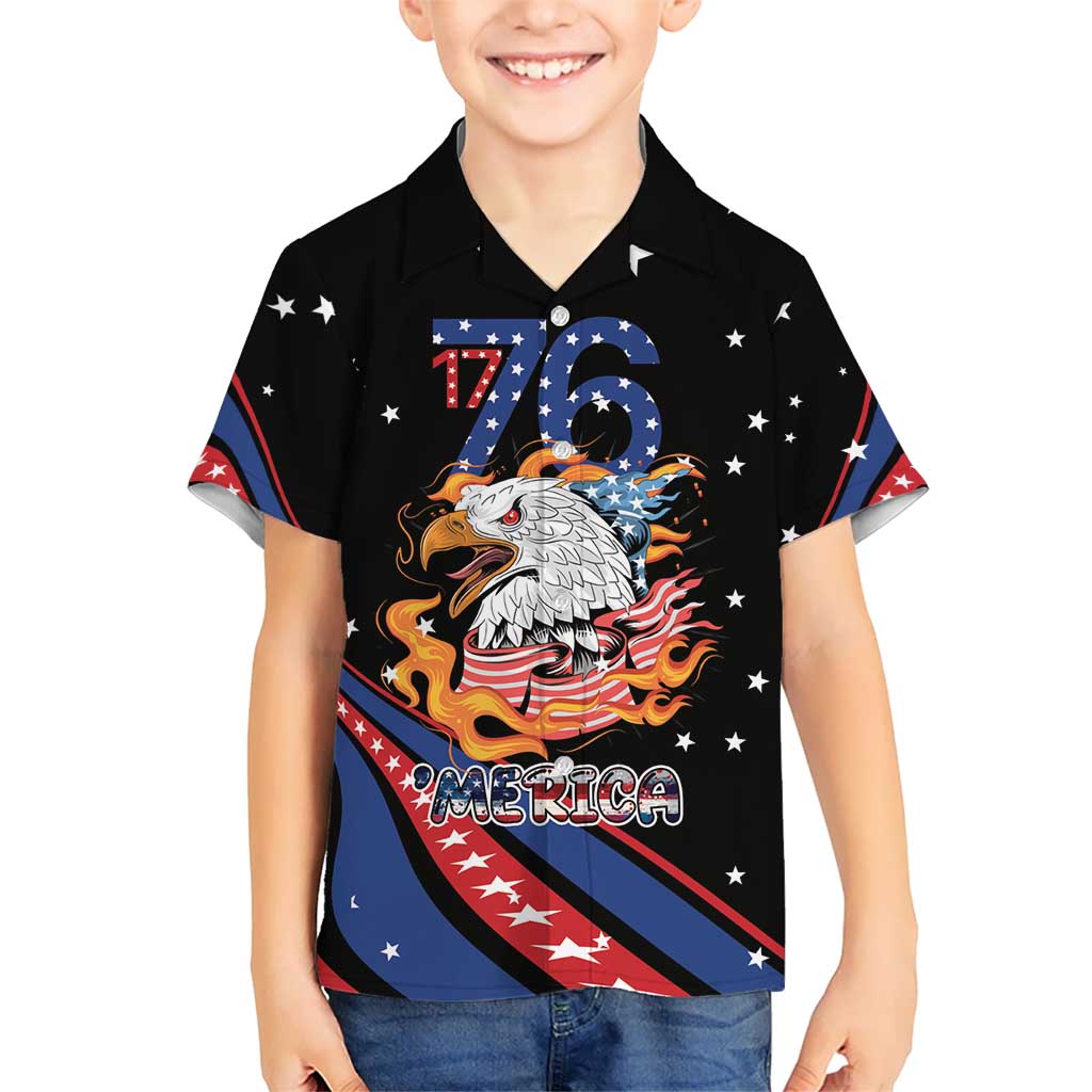 Personalized America History Began 4th of July Kid Hawaiian Shirt Fire Bald Eagle US Flag
