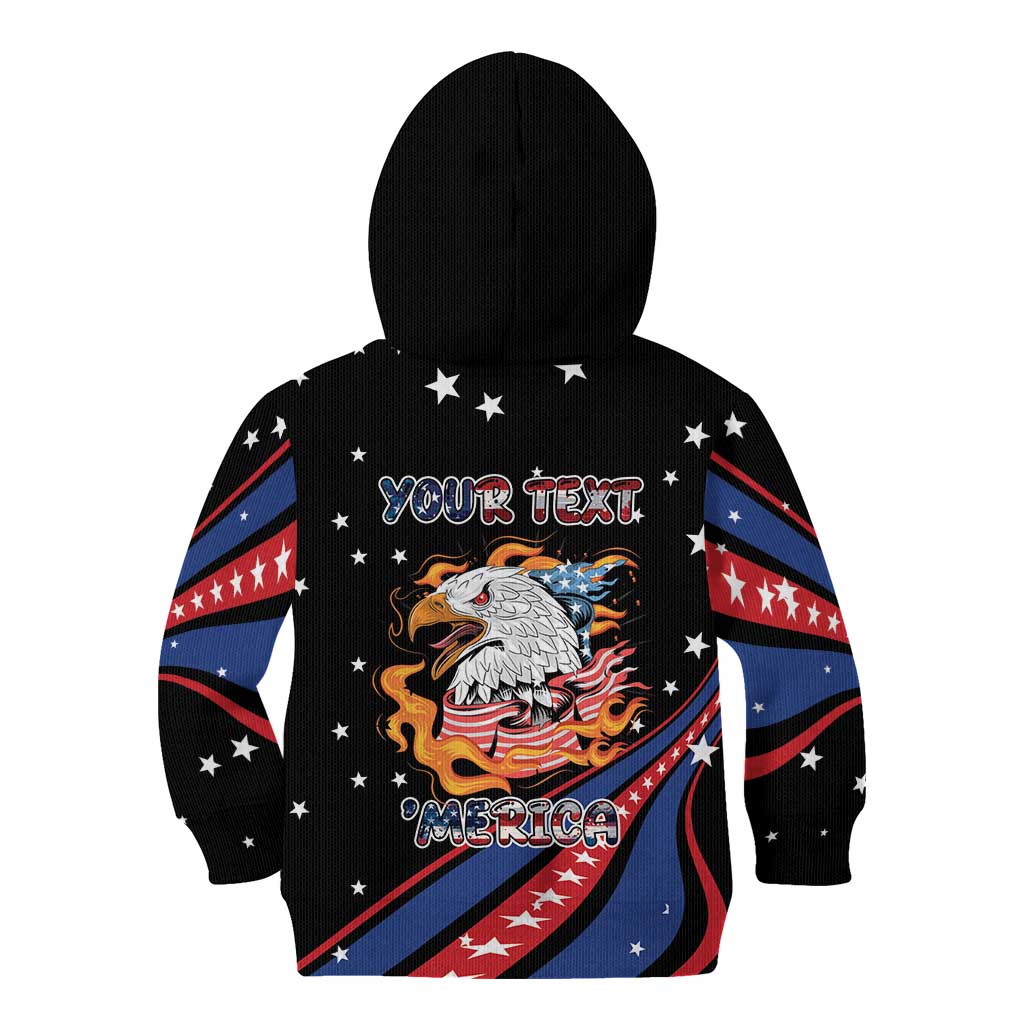 Personalized America History Began 4th of July Kid Hoodie Fire Bald Eagle US Flag