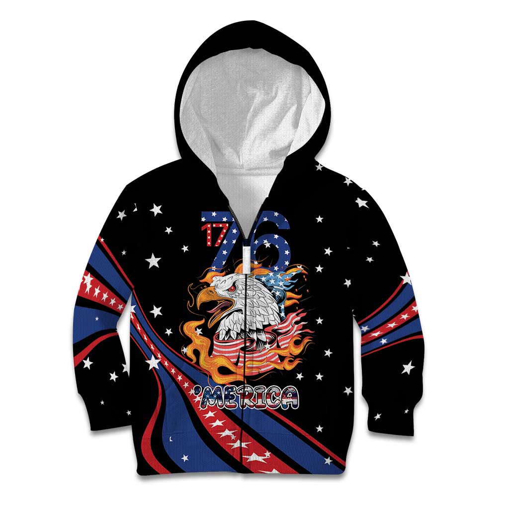 Personalized America History Began 4th of July Kid Hoodie Fire Bald Eagle US Flag