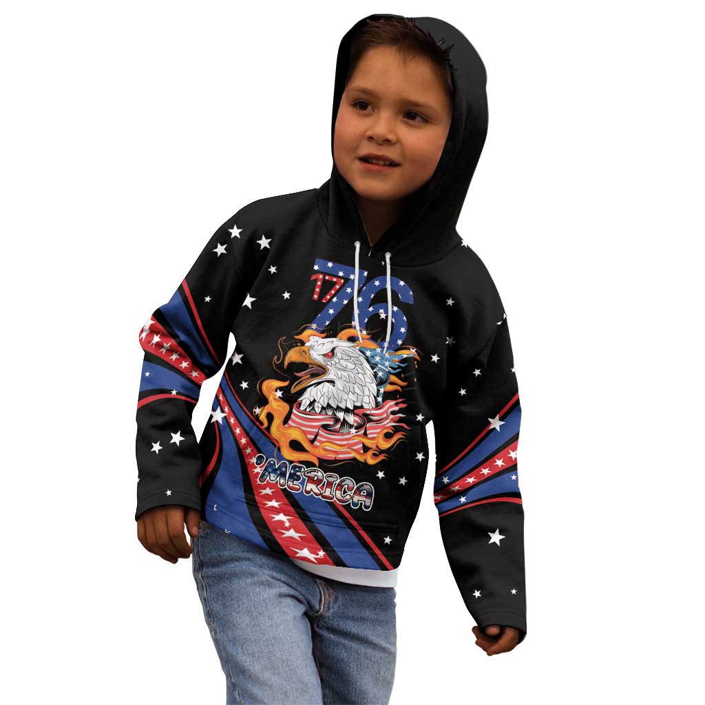 Personalized America History Began 4th of July Kid Hoodie Fire Bald Eagle US Flag