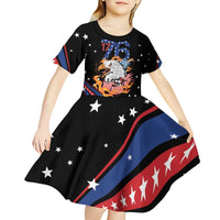 Personalized America History Began 4th of July Kid Short Sleeve Dress Fire Bald Eagle US Flag