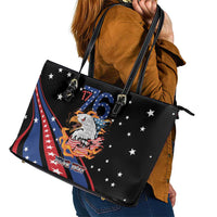 Personalized America History Began 4th of July Leather Tote Bag Fire Bald Eagle US Flag