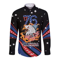 Personalized America History Began 4th of July Long Sleeve Button Shirt Fire Bald Eagle US Flag