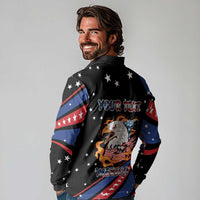Personalized America History Began 4th of July Long Sleeve Polo Shirt Fire Bald Eagle US Flag