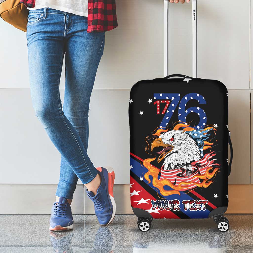 Personalized America History Began 4th of July Luggage Cover Fire Bald Eagle US Flag