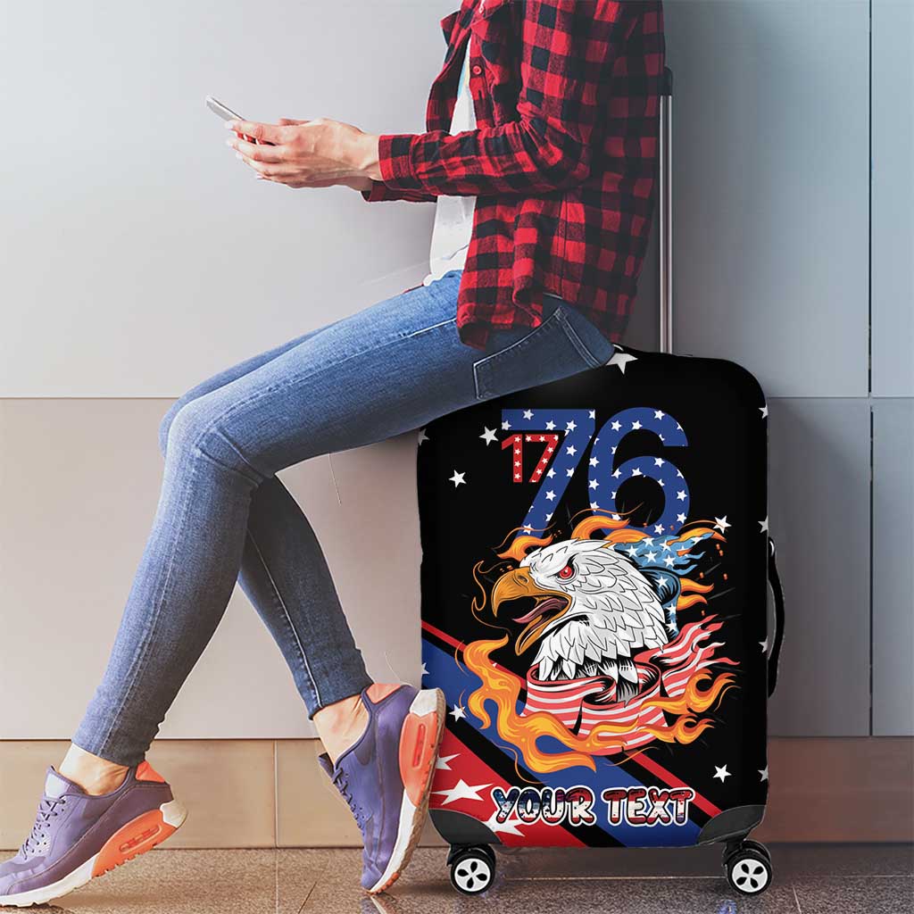 Personalized America History Began 4th of July Luggage Cover Fire Bald Eagle US Flag
