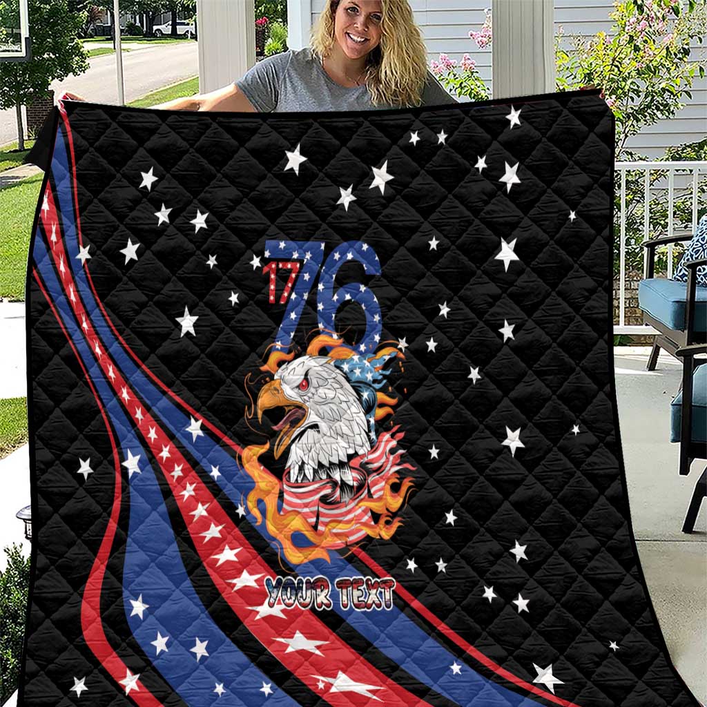 Personalized America History Began 4th of July Quilt Fire Bald Eagle US Flag