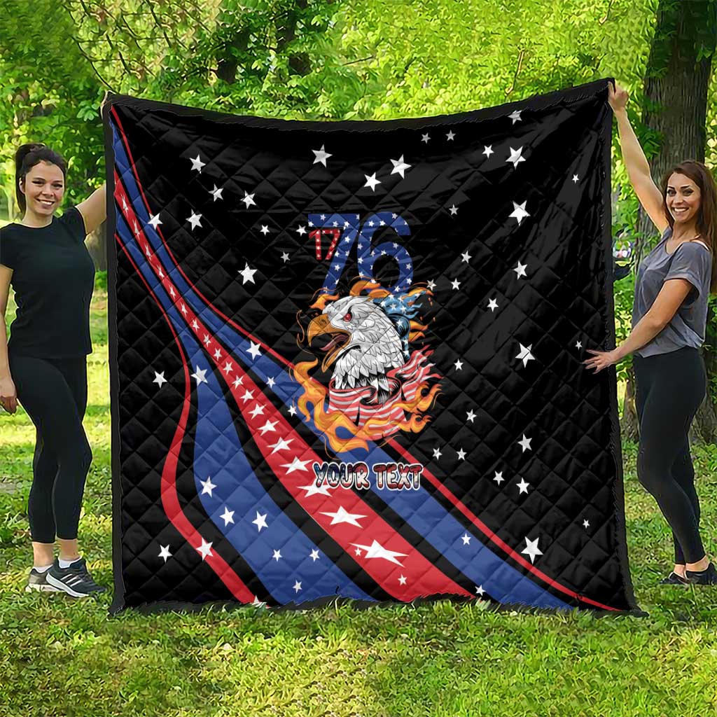 Personalized America History Began 4th of July Quilt Fire Bald Eagle US Flag