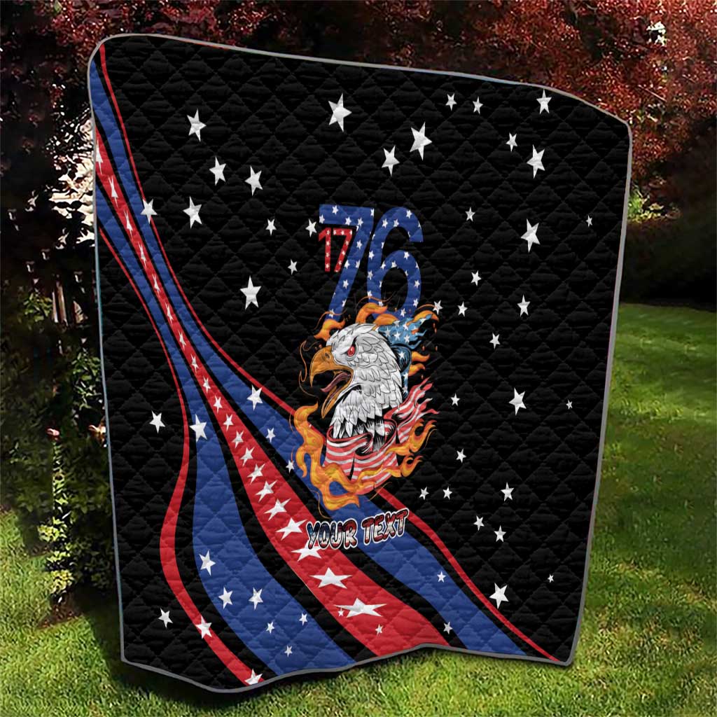 Personalized America History Began 4th of July Quilt Fire Bald Eagle US Flag