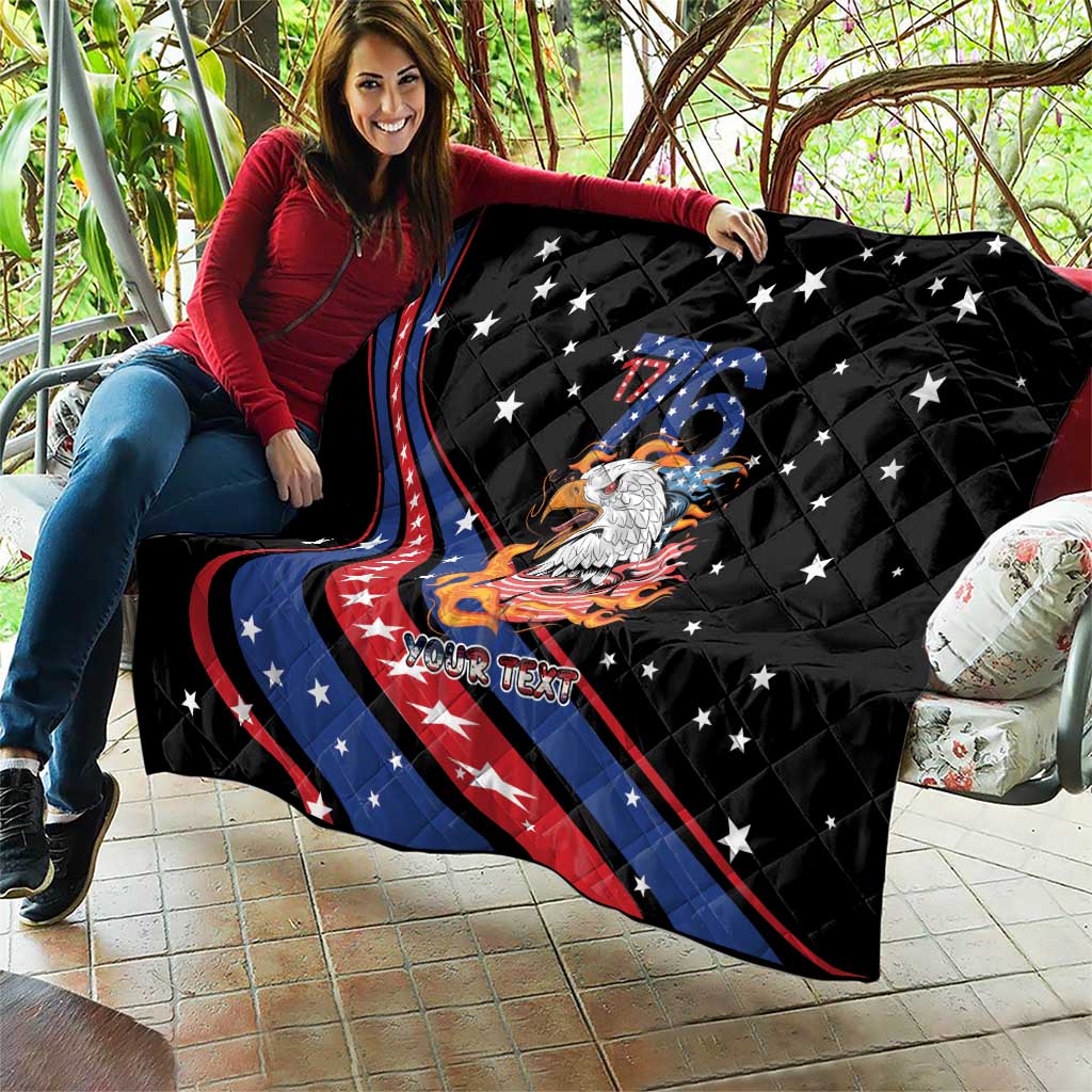 Personalized America History Began 4th of July Quilt Fire Bald Eagle US Flag