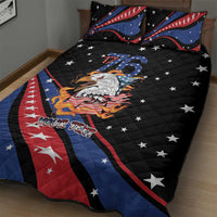 Personalized America History Began 4th of July Quilt Bed Set Fire Bald Eagle US Flag