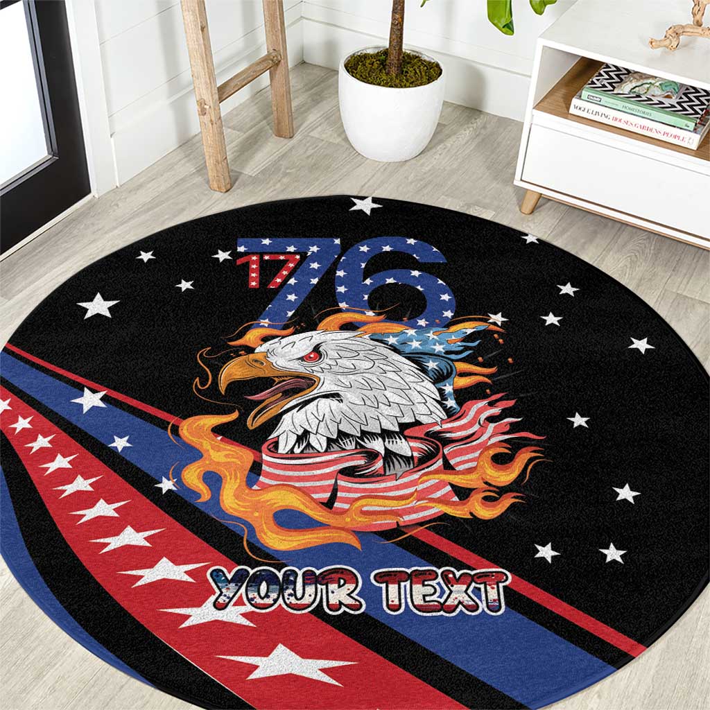 Personalized America History Began 4th of July Round Carpet Fire Bald Eagle US Flag