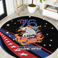 Personalized America History Began 4th of July Round Carpet Fire Bald Eagle US Flag