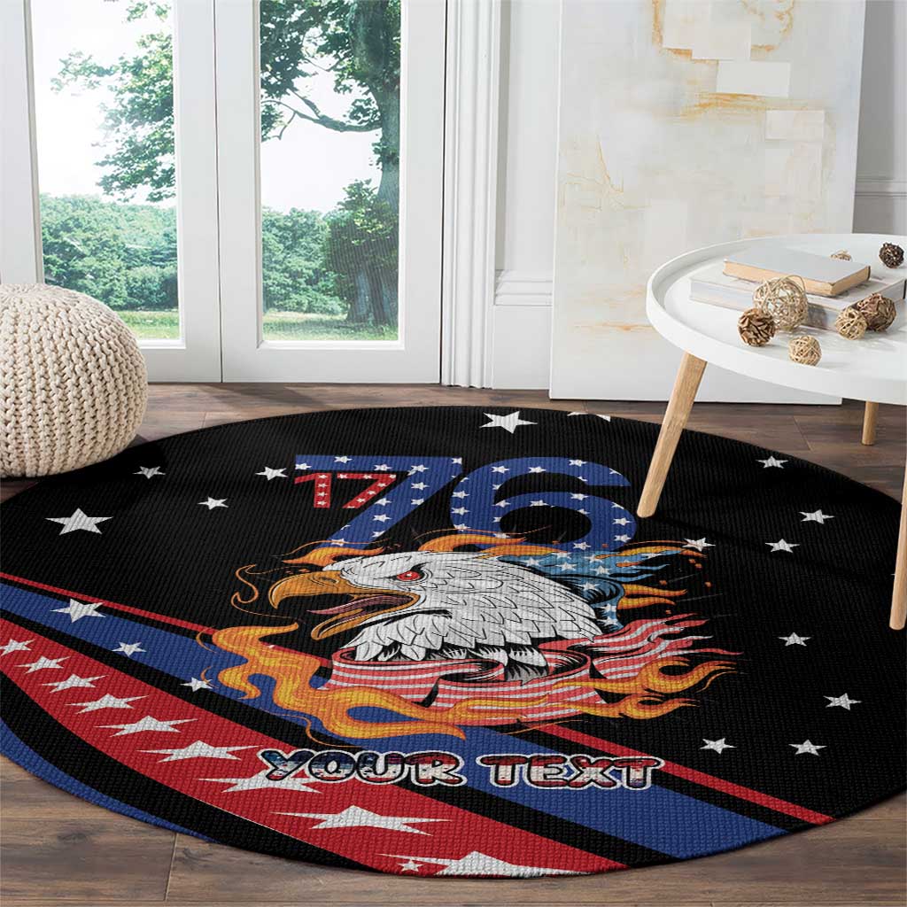 Personalized America History Began 4th of July Round Carpet Fire Bald Eagle US Flag