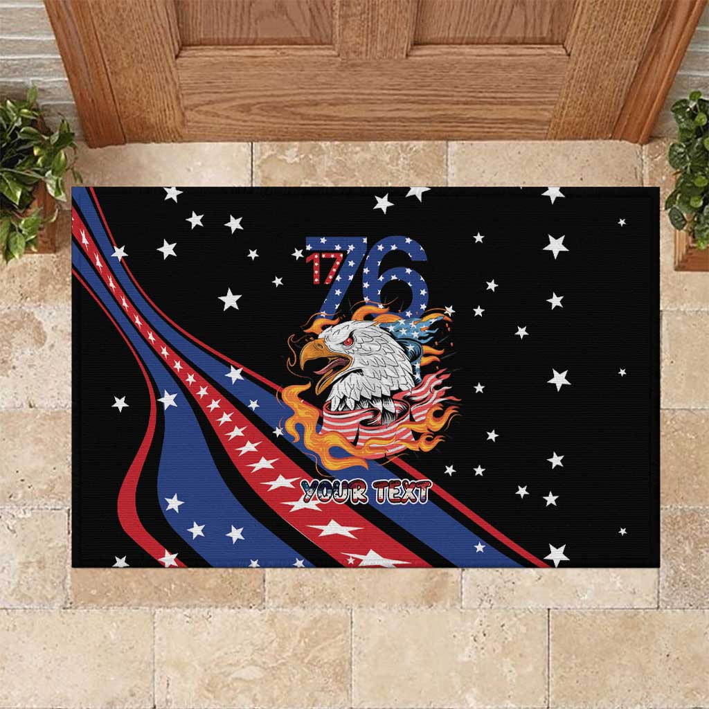 Personalized America History Began 4th of July Rubber Doormat Fire Bald Eagle US Flag