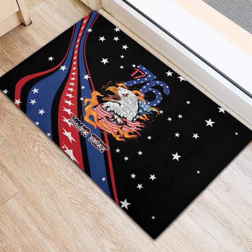 Personalized America History Began 4th of July Rubber Doormat Fire Bald Eagle US Flag