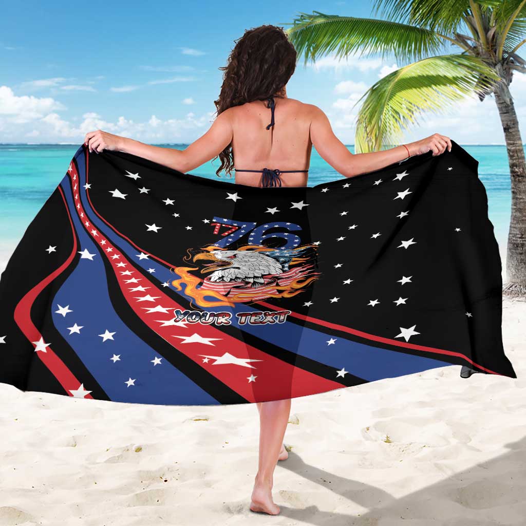 Personalized America History Began 4th of July Sarong Fire Bald Eagle US Flag