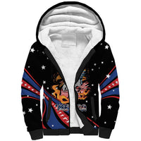 Personalized America History Began 4th of July Sherpa Hoodie Fire Bald Eagle US Flag