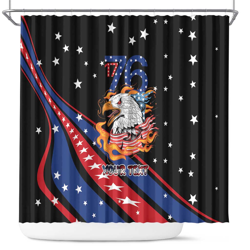 Personalized America History Began 4th of July Shower Curtain Fire Bald Eagle US Flag