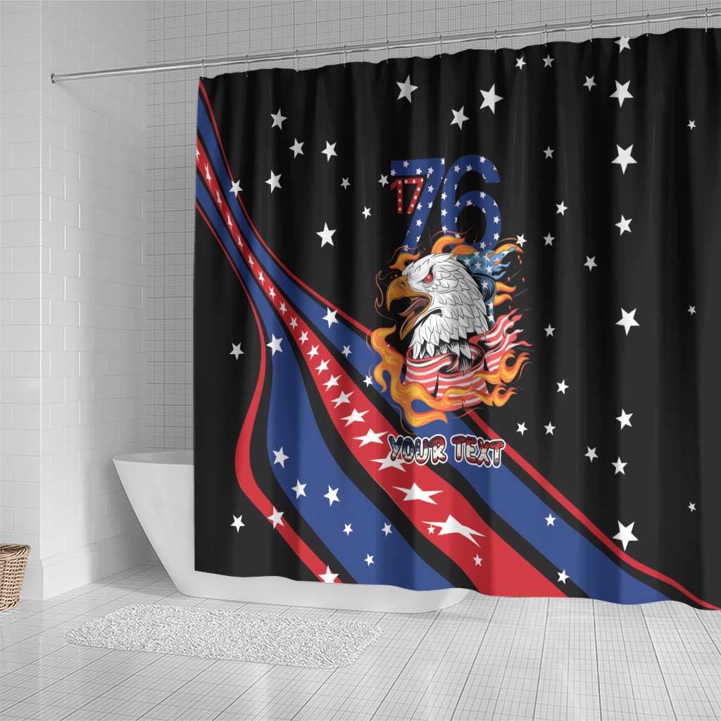 Personalized America History Began 4th of July Shower Curtain Fire Bald Eagle US Flag