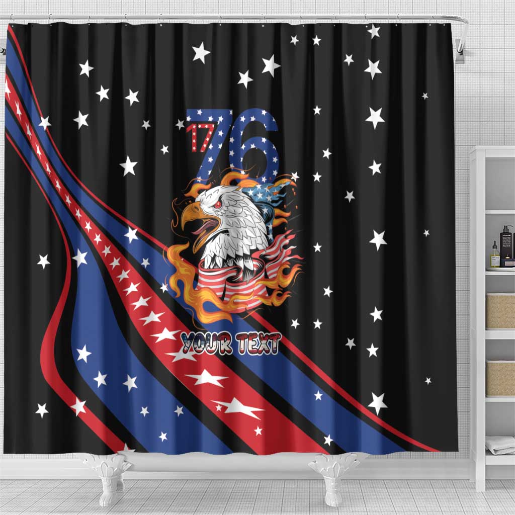 Personalized America History Began 4th of July Shower Curtain Fire Bald Eagle US Flag