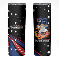 Personalized America History Began 4th of July Skinny Tumbler Fire Bald Eagle US Flag