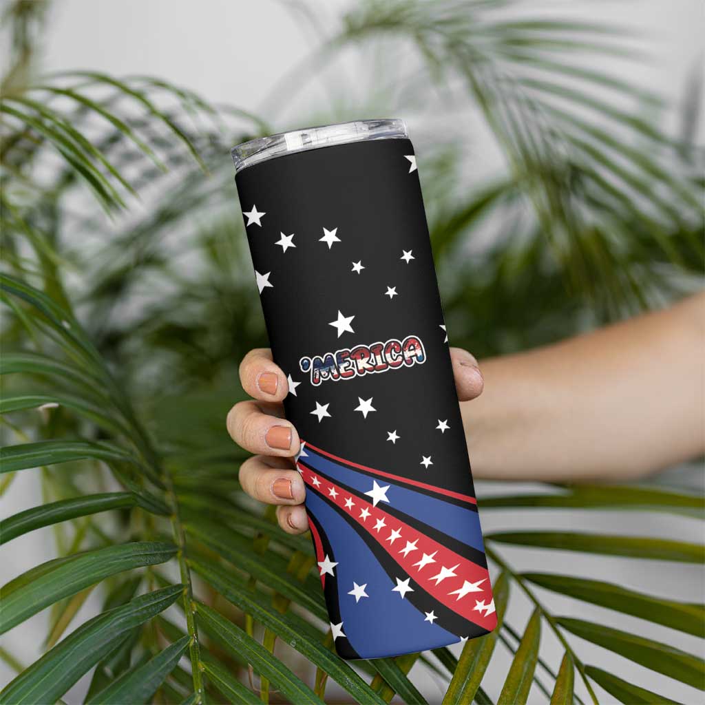 Personalized America History Began 4th of July Skinny Tumbler Fire Bald Eagle US Flag