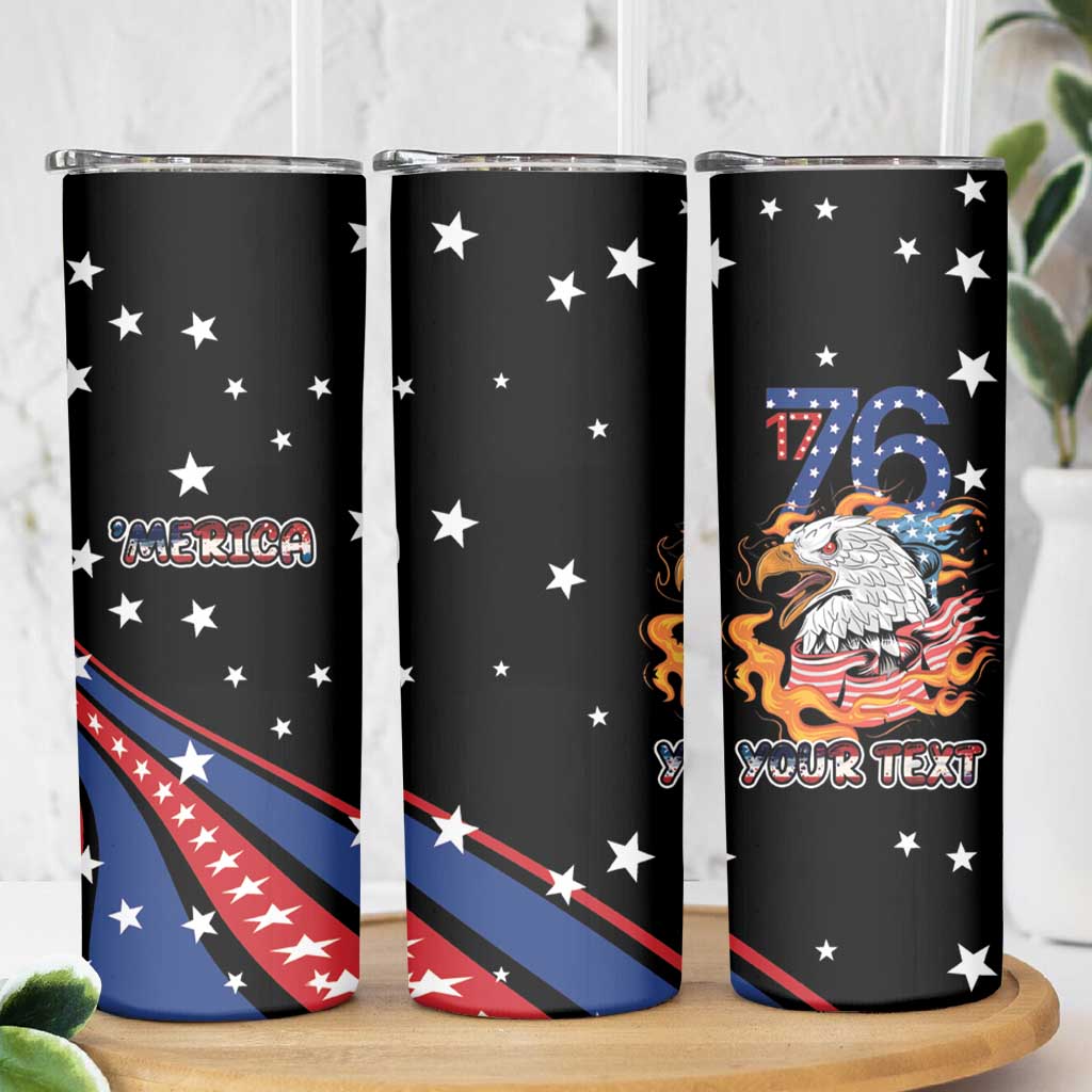 Personalized America History Began 4th of July Skinny Tumbler Fire Bald Eagle US Flag