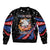 Personalized America History Began 4th of July Sleeve Zip Bomber Jacket Fire Bald Eagle US Flag