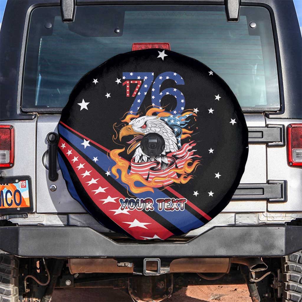 Personalized America History Began 4th of July Spare Tire Cover Fire Bald Eagle US Flag