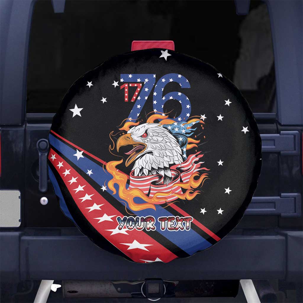 Personalized America History Began 4th of July Spare Tire Cover Fire Bald Eagle US Flag