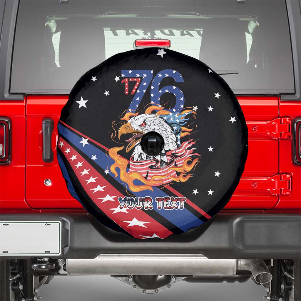 Personalized America History Began 4th of July Spare Tire Cover Fire Bald Eagle US Flag