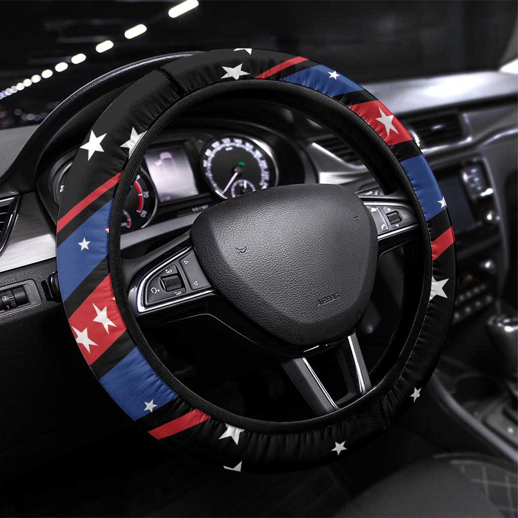 America History Began 4th of July Steering Wheel Cover Fire Bald Eagle US Flag