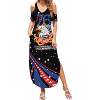 Personalized America History Began 4th of July Summer Maxi Dress Fire Bald Eagle US Flag