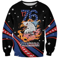 Personalized America History Began 4th of July Sweatshirt Fire Bald Eagle US Flag