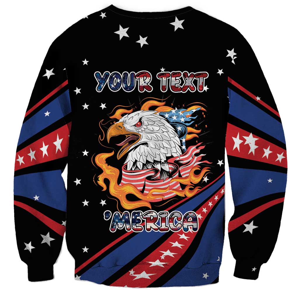 Personalized America History Began 4th of July Sweatshirt Fire Bald Eagle US Flag