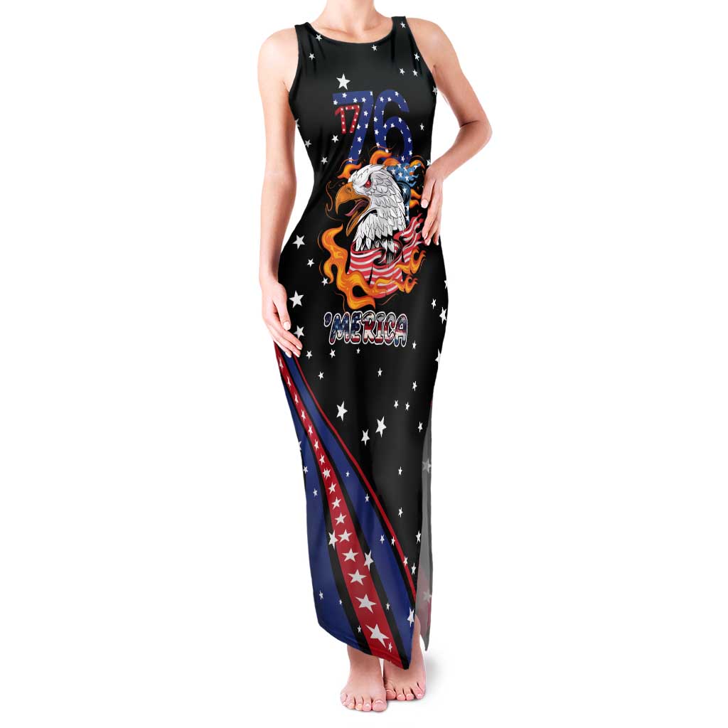 Personalized America History Began 4th of July Tank Maxi Dress Fire Bald Eagle US Flag