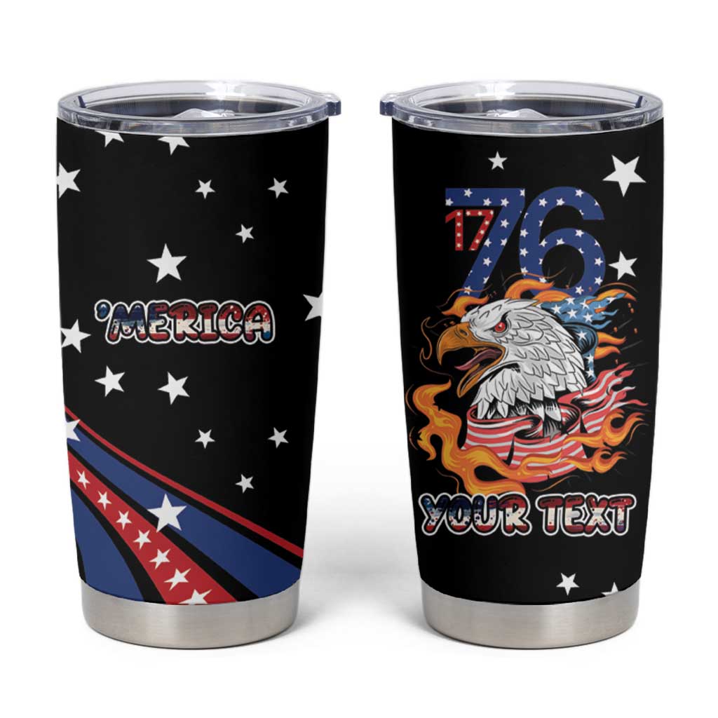 Personalized America History Began 4th of July Tumbler Cup Fire Bald Eagle US Flag